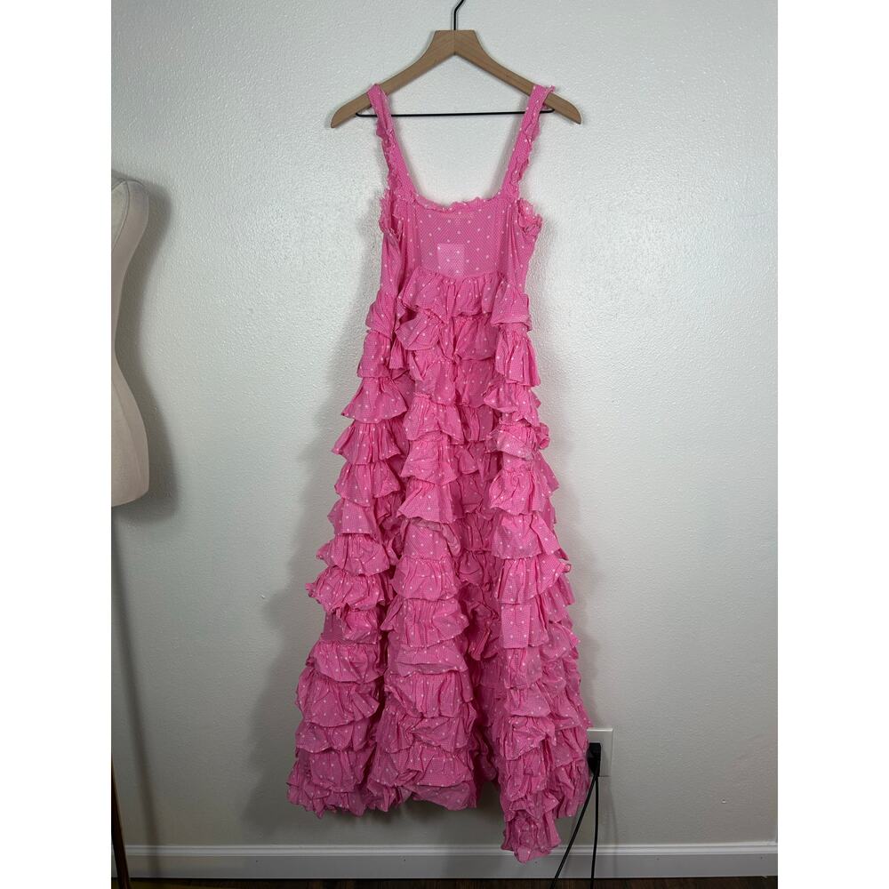 Loveshackfancy Idra Tiered Ruffle Maxi Dress Polka dot Hot Pink Cherry Sz 4 - Picture 11 of 11